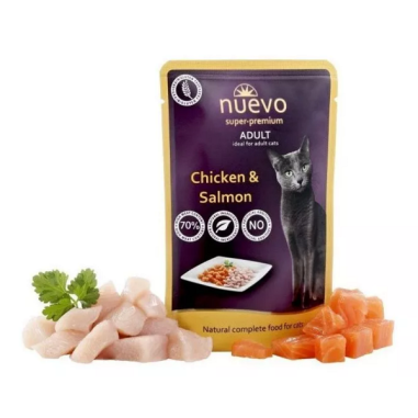 NUEVO cat Adult Chicken & Salmon bal. 16 x 85 g kapsičky