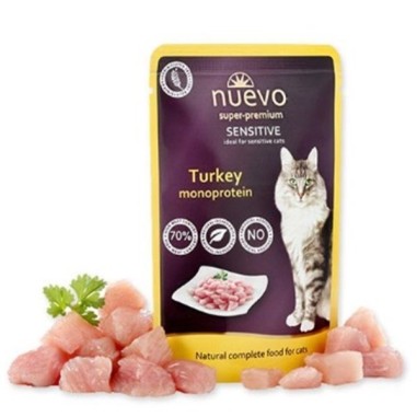 NUEVO cat Adult Sensitive Mono Turkey bal. 16 x 85 g kapsičky