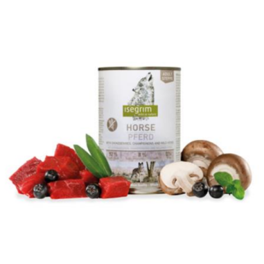 ISEGRIM dog Adult Mono Horse pure with Chokeberries, Champignons & Wild Herbs bal. 6 x 800 g konzerva